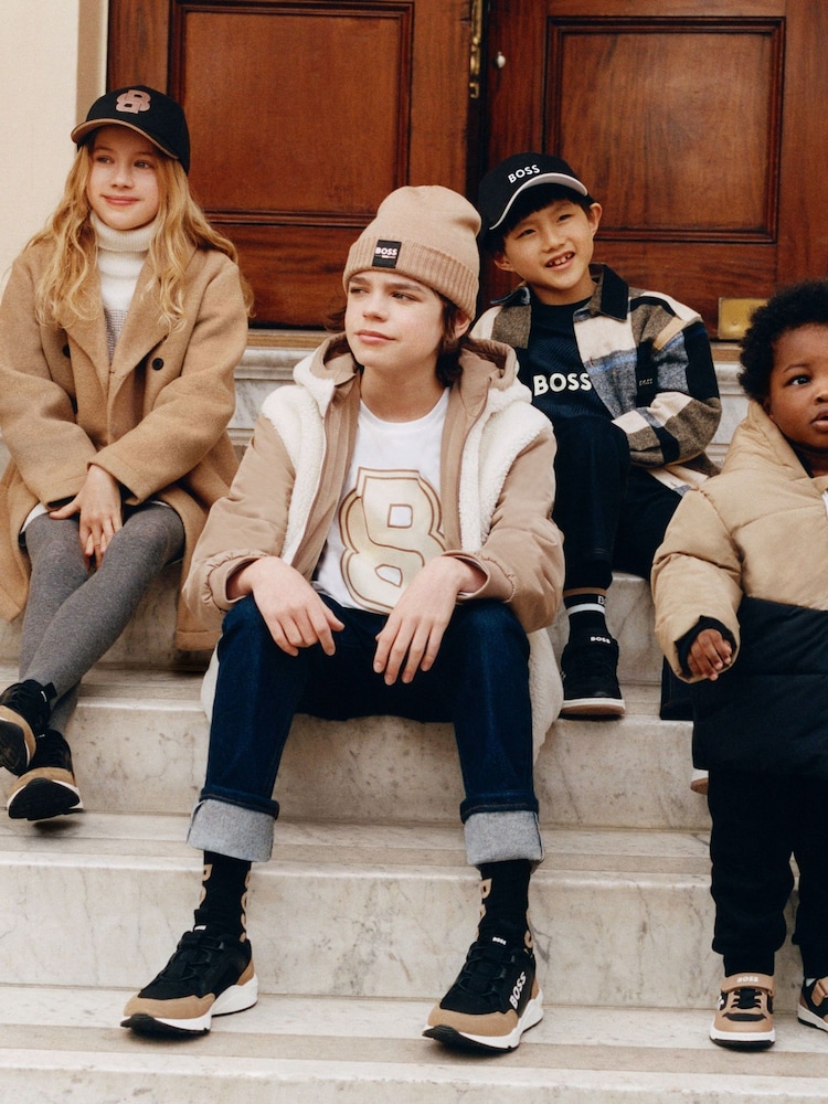 BOSS Natural Knitted Logo Beanie Hat - Image 2 of 3