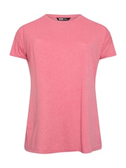 Yours Curve Pink Oversize Side Split Linen Look T-Shirt - Image 5 of 5