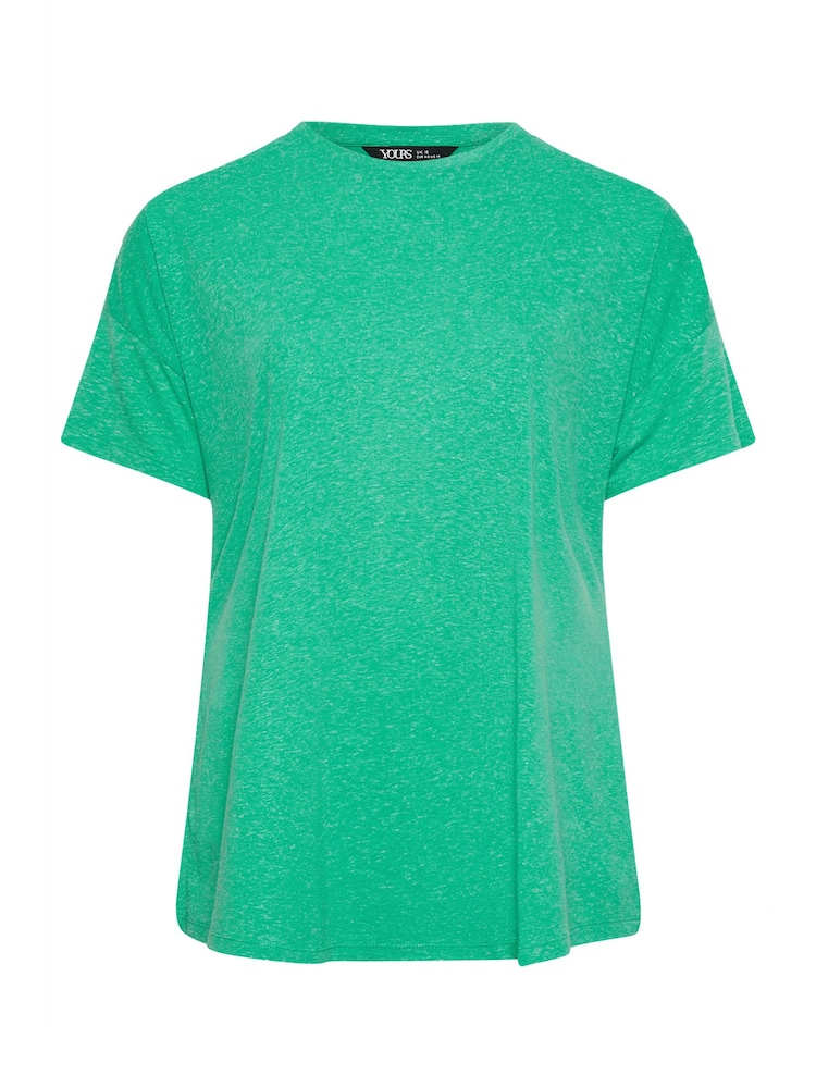 Yours Curve Green Oversize Side Split Linen Look T-Shirt - Image 5 of 5