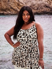 Yours Curve Brown Tiered Crinkle Vest Top - Image 2 of 5