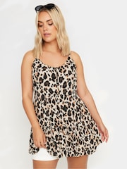 Yours Curve Brown Tiered Crinkle Vest Top - Image 3 of 5