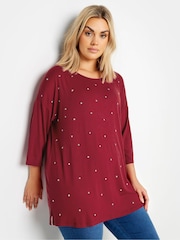Yours Curve Red Star Embellished Swing Top - Image 1 of 5