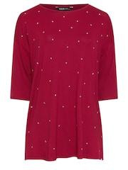 Yours Curve Red Star Embellished Swing Top - Image 5 of 5