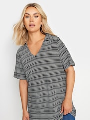 Yours Curve Black Abstract Print Swing Top - Image 1 of 5