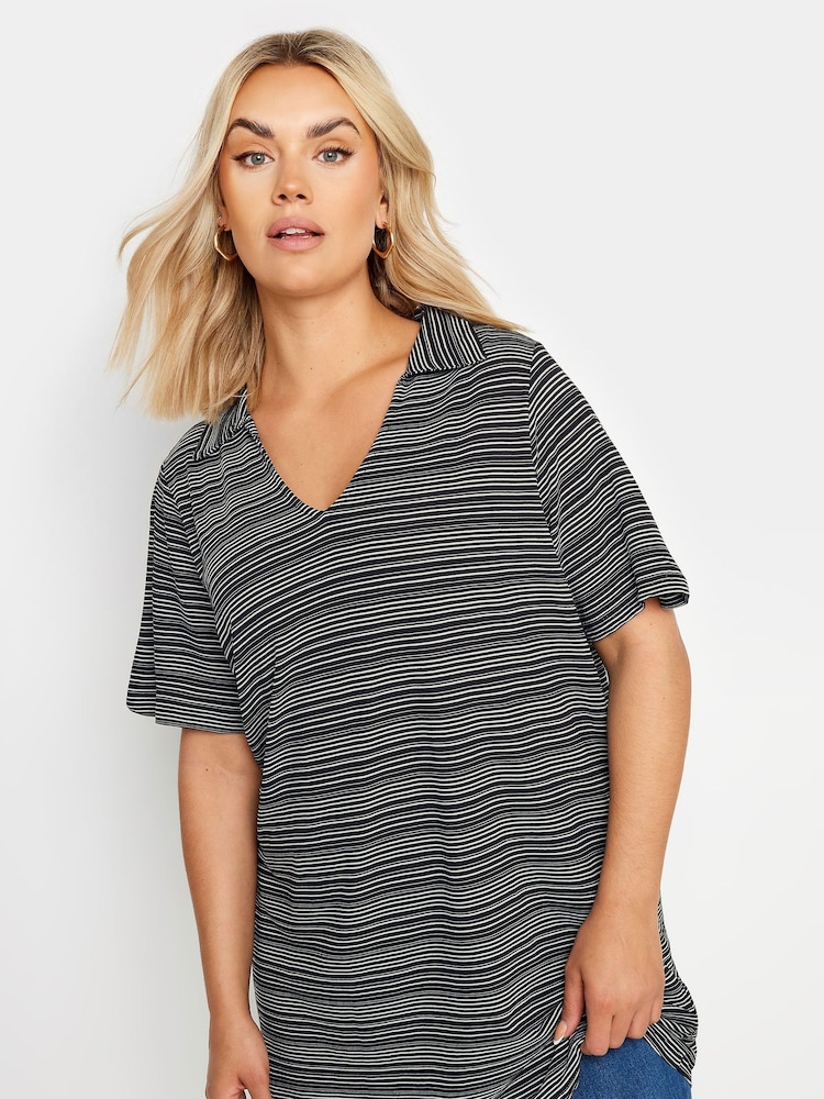 Yours Curve Black Abstract Print Swing Top - Image 1 of 5