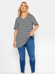 Yours Curve Black Abstract Print Swing Top - Image 3 of 5
