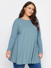 Yours Curve Green Ribbed Swing Top - Image 1 of 5