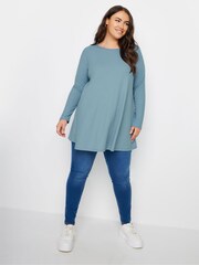 Yours Curve Green Ribbed Swing Top - Image 2 of 5