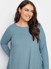 Yours Curve Green Ribbed Swing Top - Image 4 of 5