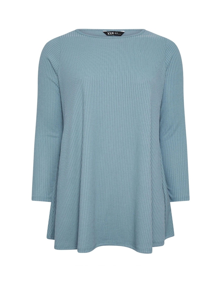 Yours Curve Green Ribbed Swing Top - Image 5 of 5