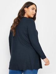 Yours Curve Blue Dark Ribbed Swing Top - Image 3 of 5