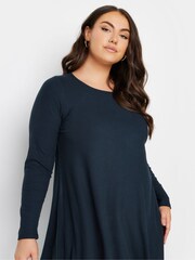 Yours Curve Blue Dark Ribbed Swing Top - Image 4 of 5