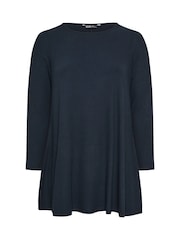 Yours Curve Blue Dark Ribbed Swing Top - Image 5 of 5