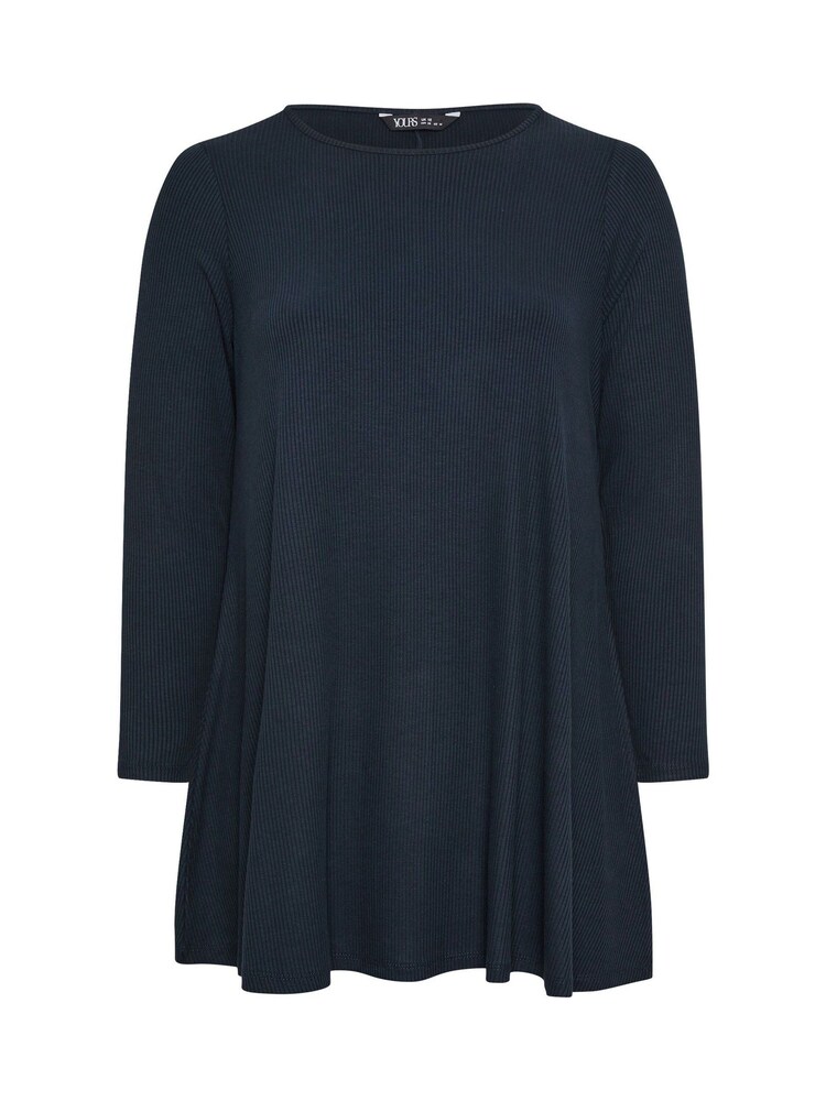 Yours Curve Blue Dark Ribbed Swing Top - Image 5 of 5