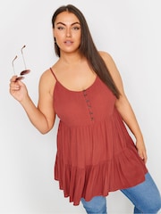 برتقالي - Yours Curve Tiered Crinkle Vest Top - صورة 2 من 6