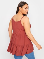 برتقالي - Yours Curve Tiered Crinkle Vest Top - صورة 4 من 6