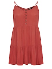 برتقالي - Yours Curve Tiered Crinkle Vest Top - صورة 6 من 6