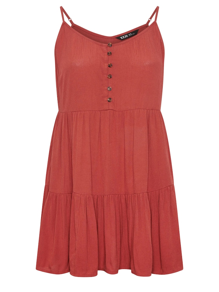 برتقالي - Yours Curve Tiered Crinkle Vest Top - صورة 6 من 6