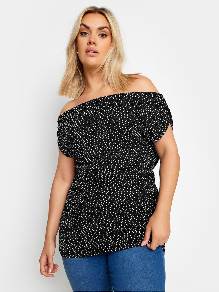 Yours Curve Polka Dot Bardot Top - Bild 1 von 5