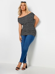 Yours Curve Polka Dot Bardot Top - Bild 2 von 5