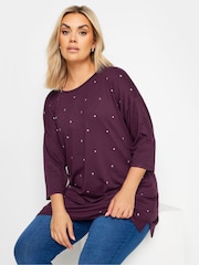 Yours Curve Purple Star Embellished Swing Top - Image 1 of 5