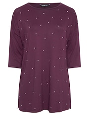 Yours Curve Purple Star Embellished Swing Top - Image 5 of 5