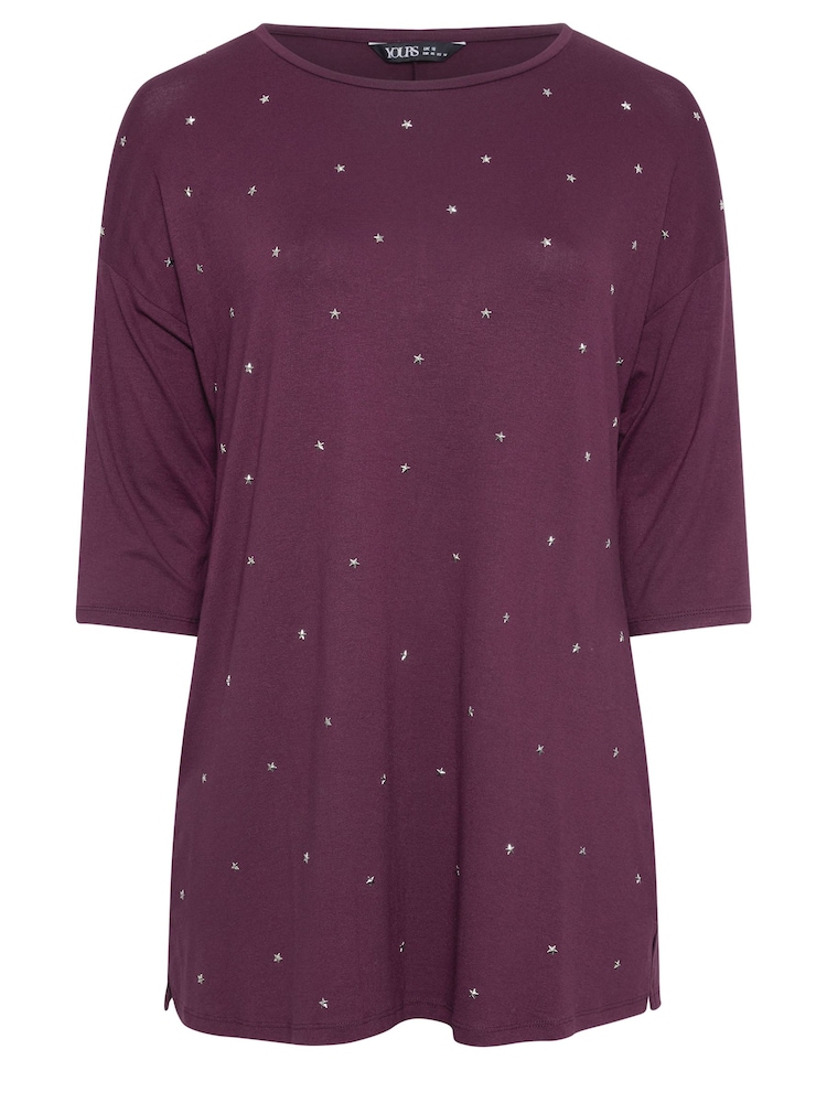 Yours Curve Purple Star Embellished Swing Top - Image 5 of 5