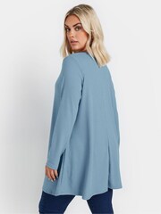 Yours Curve Blue Ribbed Swing Top - Image 3 of 5