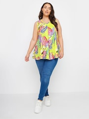 Yours Curve Yellow Leaf Print Vest Top - Image 2 of 5