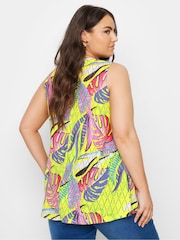Yours Curve Yellow Leaf Print Vest Top - Image 3 of 5