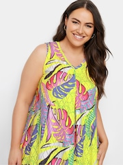 Yours Curve Yellow Leaf Print Vest Top - Image 4 of 5