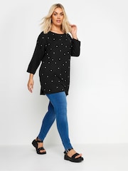 Yours Curve Black Star Embellished Swing Top - Image 1 of 5