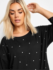 Yours Curve Black Star Embellished Swing Top - Image 4 of 5