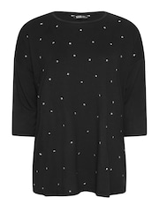 Yours Curve Black Star Embellished Swing Top - Image 5 of 5