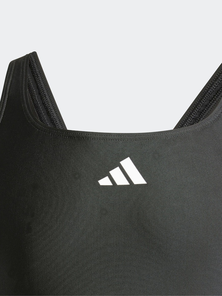 adidas Black 3 Stripe C Back Swimsuit - Image 3 of 5