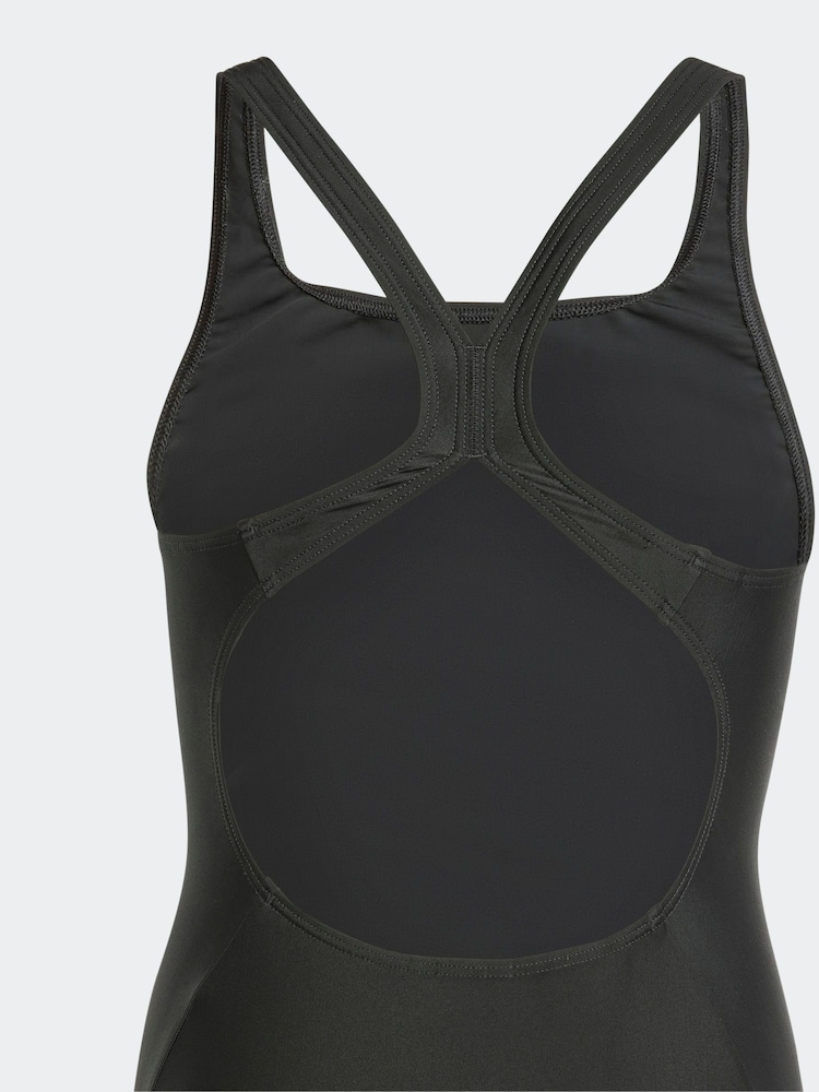 adidas Black 3 Stripe C Back Swimsuit - Image 4 of 5