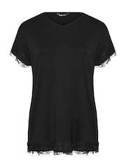 Yours Curve Black Lace Detailed T-Shirt - Image 5 of 5
