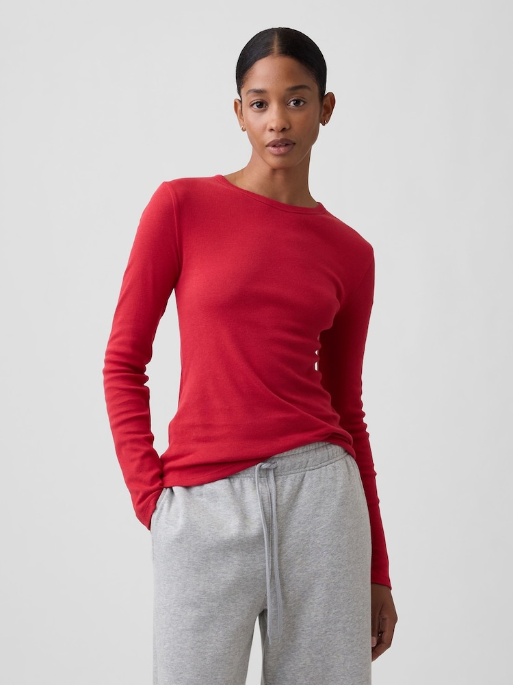 Rojo - Gap Modern Ribbed Long Sleeve T-Shirt - Imagen 1 de 5 Rojo - Gap Modern Ribbed Long Sleeve T-Shirt - Imagen 1 de 5