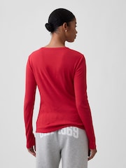 Rojo - Gap Modern Ribbed Long Sleeve T-Shirt - Imagen 2 de 5