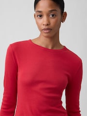 Rojo - Gap Modern Ribbed Long Sleeve T-Shirt - Imagen 3 de 5