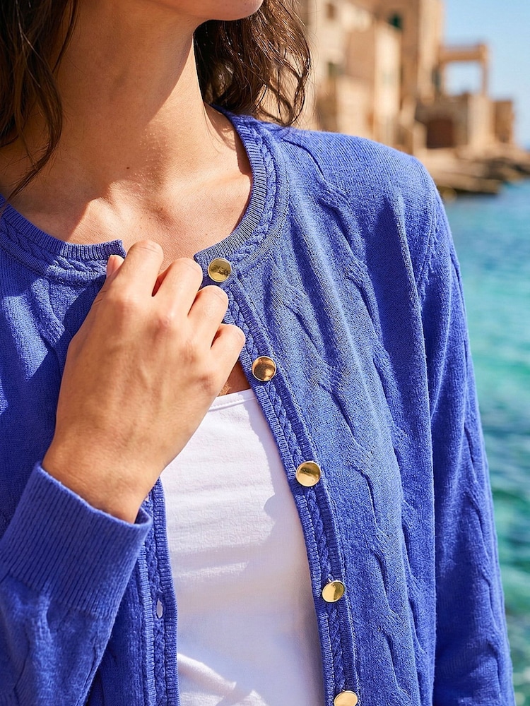 Roman Blue Textured Cable Cardigan - Image 4 of 4 Roman Blue Textured Cable Cardigan - Image 4 of 4