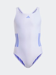 adidas Purple 3 Stripe C Back Swimsuit - Image 1 of 5