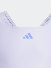 adidas Purple 3 Stripe C Back Swimsuit - Image 3 of 5