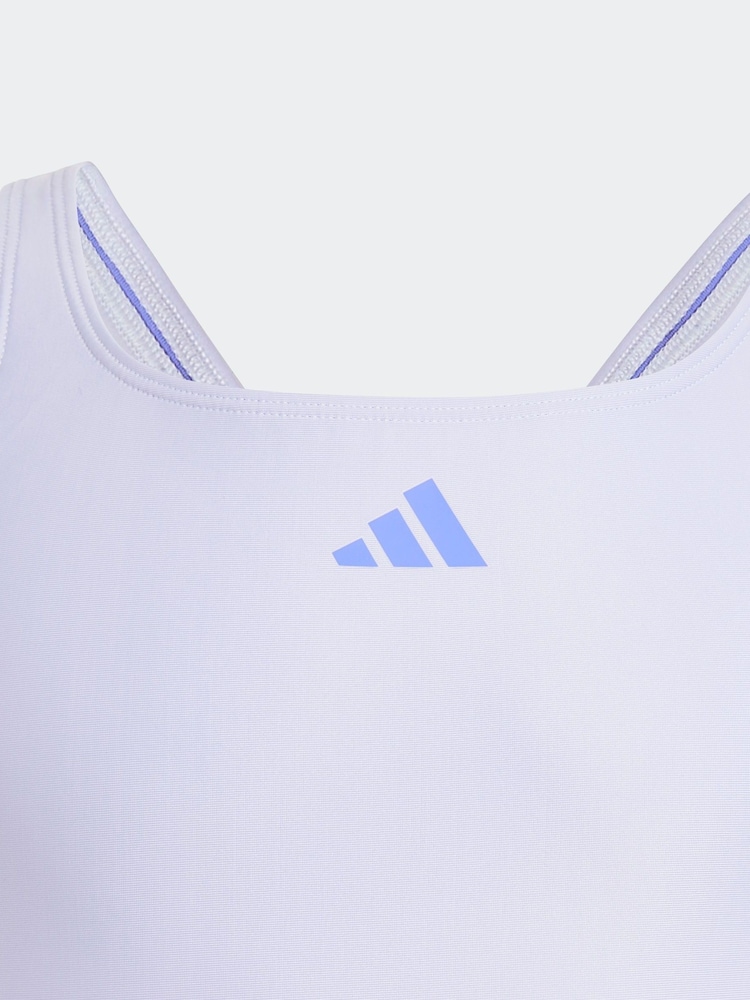 أرجواني - بدلة سباحة بتصميم ظهر على شكل حرف C مزينة بعدد 3 خطوط من Adidas - Image 3 of 5