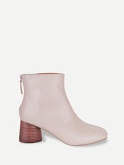 Off The Hook Natural Elara Leather Round Toe Heeled Ankle Boots - Image 1 of 6