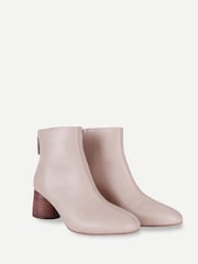 Off The Hook Natural Elara Leather Round Toe Heeled Ankle Boots - Image 3 of 6