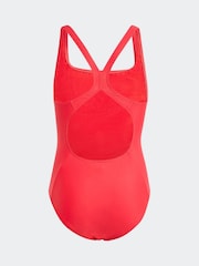 adidas Red 3 Stripe C Back Swimsuit - Image 2 of 5