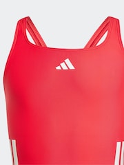 adidas Red 3 Stripe C Back Swimsuit - Image 4 of 5