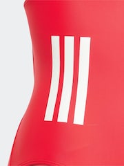adidas Red 3 Stripe C Back Swimsuit - Image 5 of 5