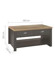 Birlea Dark Grey Highgate 2 Drawer Coffee Table - Image 4 of 5